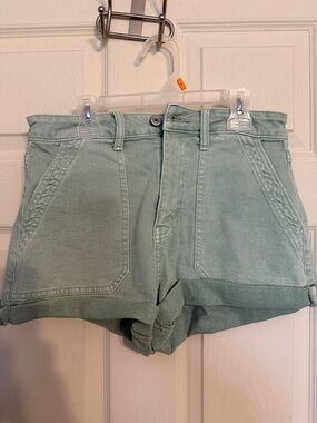 American Eagle Outfitters Mint Green Cuffed Jean Shorts